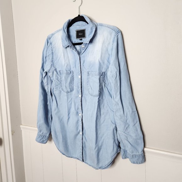 RAILS Light Wash Chambray Button Down Top - Picture 2 of 7